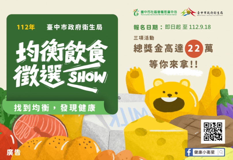 中市「均衡飲食徵選SHOW」開跑   最高獎金3萬元