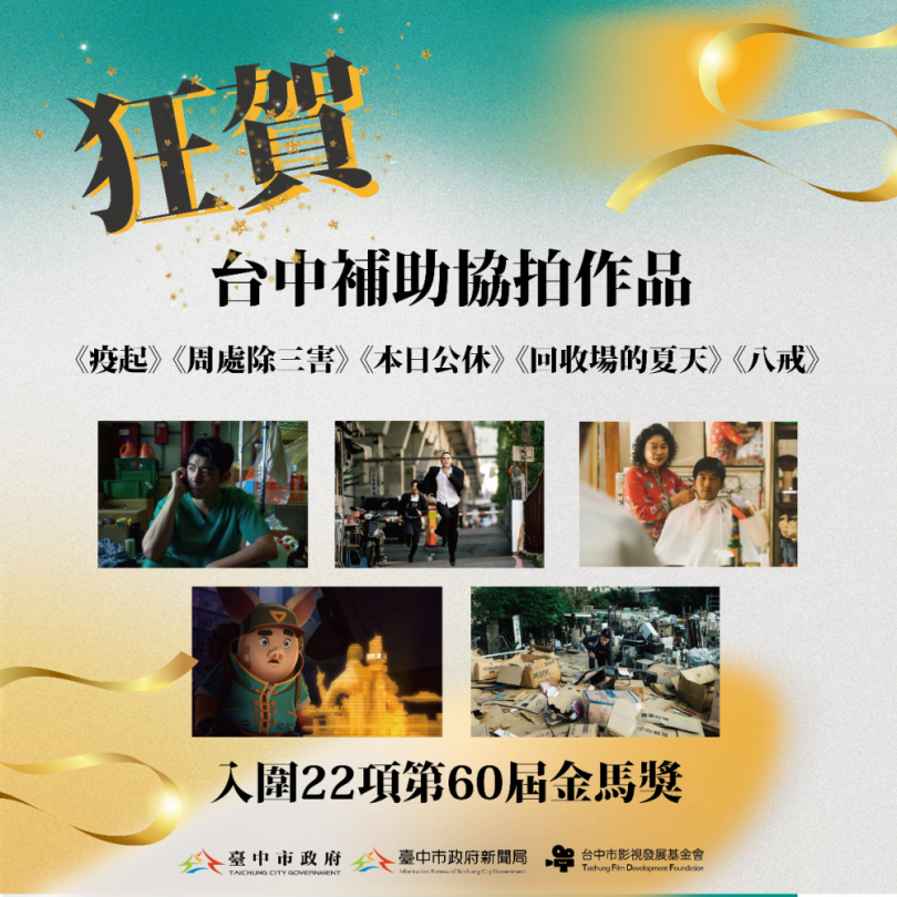 金馬60入圍公布  台中補助協拍作品風光入圍22項大獎