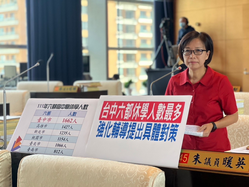全台高中職陷離學潮   臺中六都休學人數最多   市議員朱暖英要求教育機關強化輔導提具體對策
