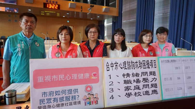 民眾尋求諮商服務的次數逐年增加  議員要求市府提供民眾有感服務，營造身心健康社區環境