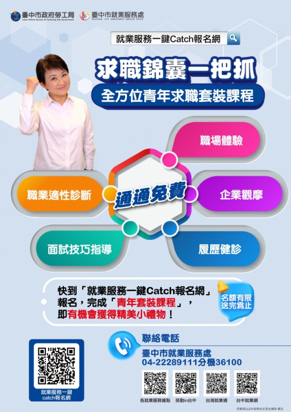 找工作免煩惱！中市勞工局「就業服務一鍵Catch」線上報名秒完成