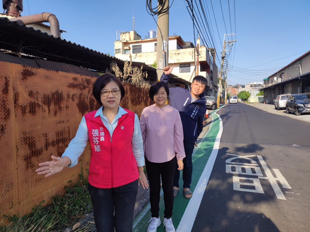 樹王里第一條標線型人行道  縱有電線桿擋道還是興奮