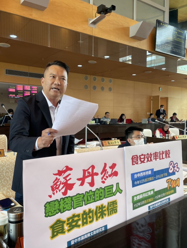 蘇丹紅風暴  台中市議員陳文政痛批：若以台中標準將可避免