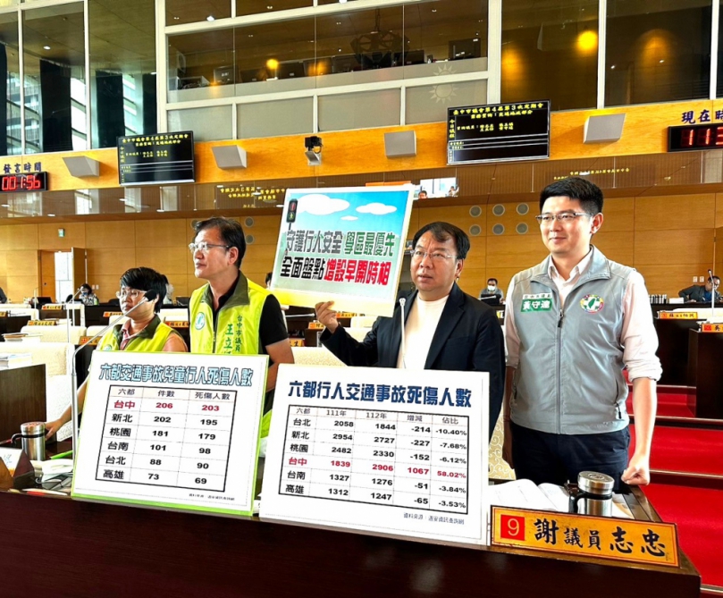 守護行人安全  學區最優先  多位民進黨台中市議員強烈要求交通局全面盤點增設早開時相