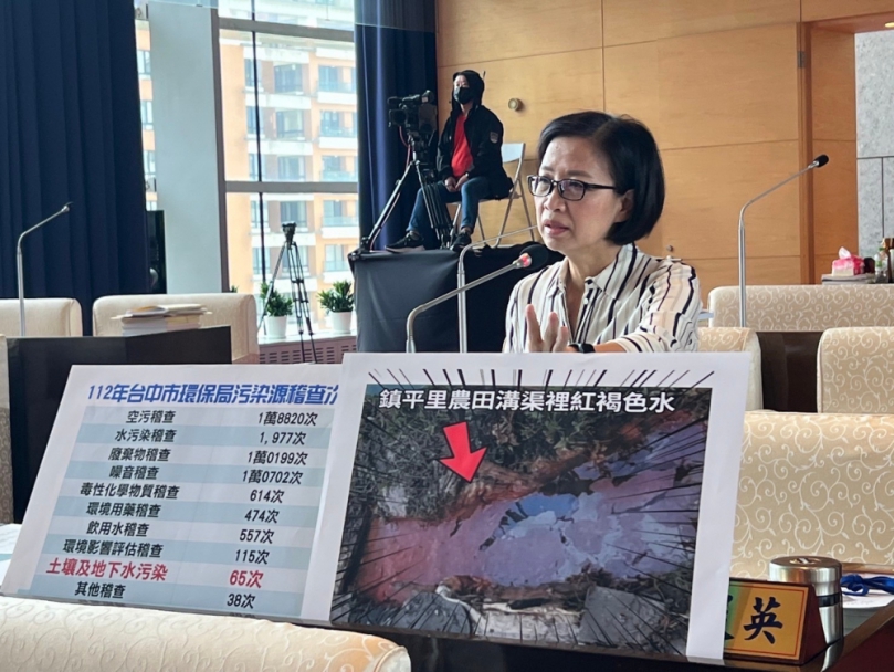 食品安全不能只靠衛生局  國民黨台中市議員朱暖英要求環保局也要顧生產環境  加強稽查產地可疑污染源