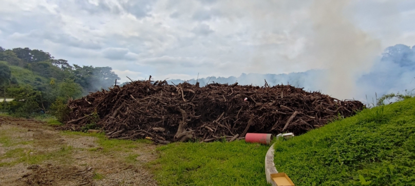 新竹芎林倒別牛廢木材堆置場起火飄異味   環保局:依法懲處業者、民眾儘量關閉門窗