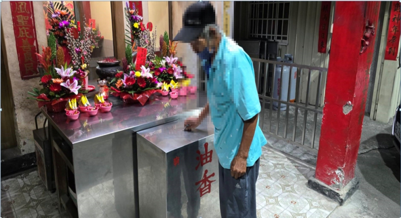 游嫌偷寺廟香油錢，因貪心不足遭逮。（照片分局提供）