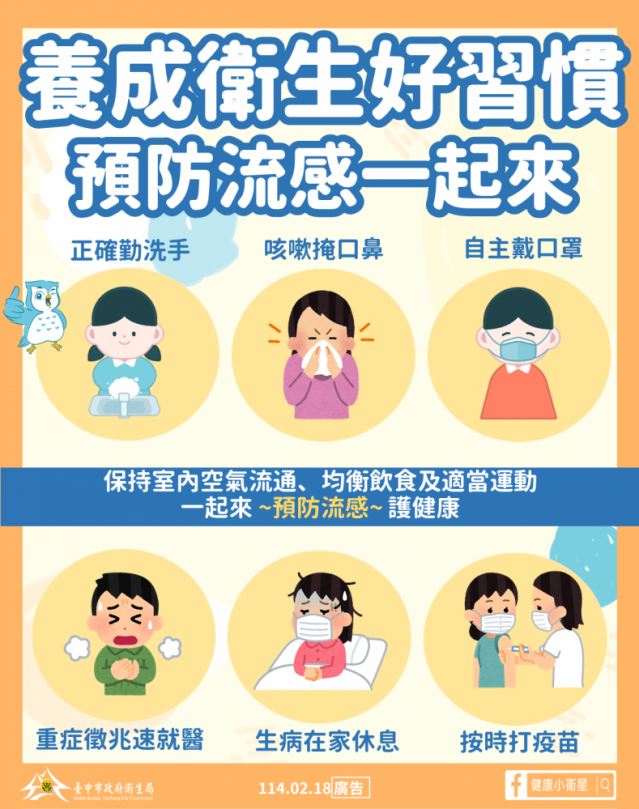 流感疫情持續處於高峰  中市衛生局長曾梓展籲：養成衛生好習慣  預防呼吸道傳染病