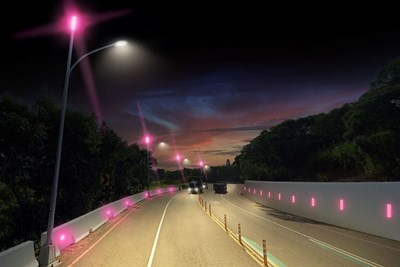 中市大肚山粉紅公路即將完工與藍色公路相輝映