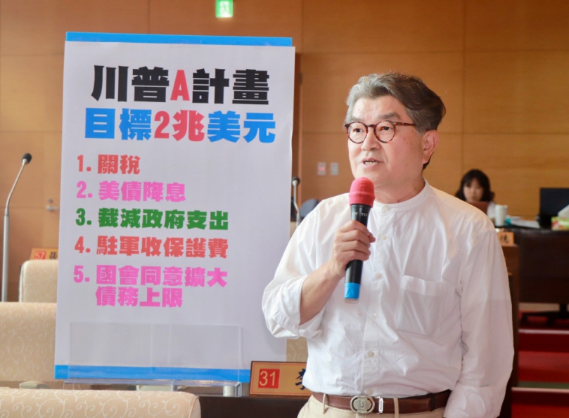 美國總統川普提出對等關稅    國民黨台中市議員李中點出川普目的是要美國國會提高借款上限