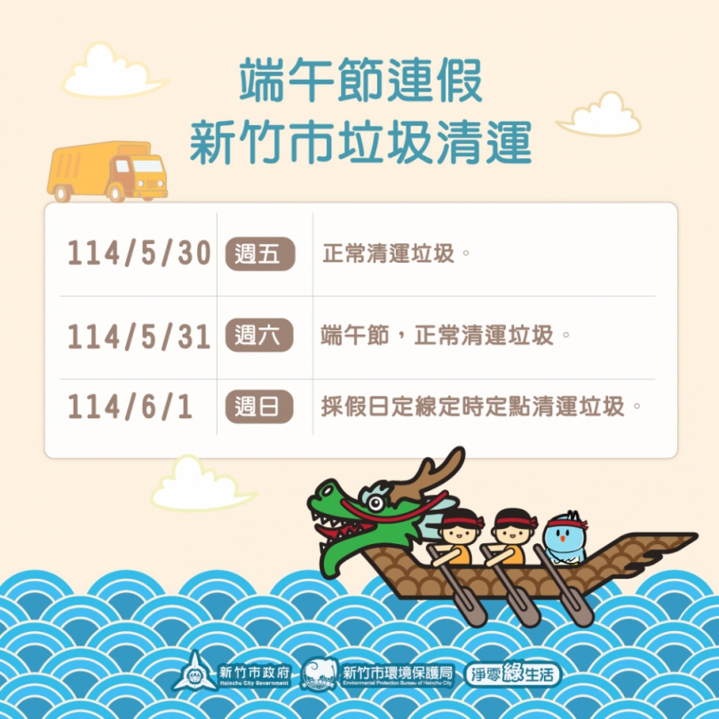新竹市端午連假垃圾照常清運