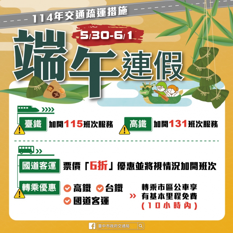 端午連假怕塞車？中市交通局長葉昭甫：查交通網、走替代道路、搭大眾運輸最聰明