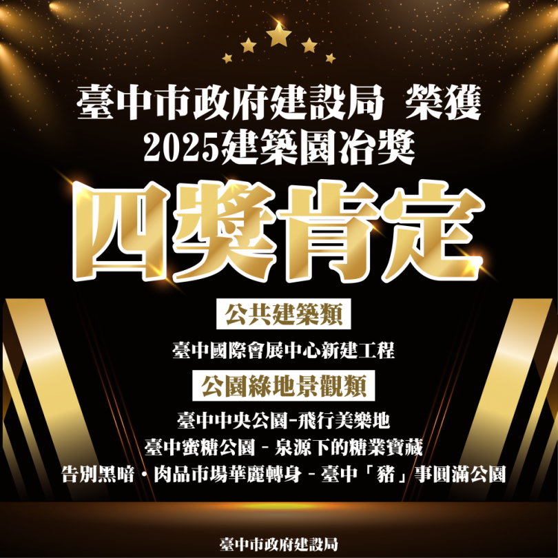 城市美學再創巔峰！中市建設局奪建築園冶獎4項大獎肯定