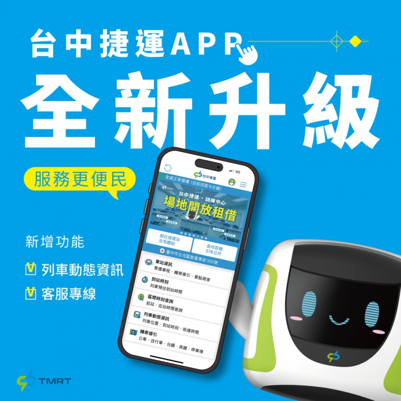 台中捷運APP使用人次突破180萬   服務功能再升級