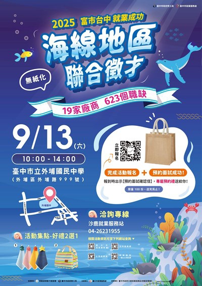 提前預約面試送好禮中市勞工局海線首場無紙化徵才9月13日登場