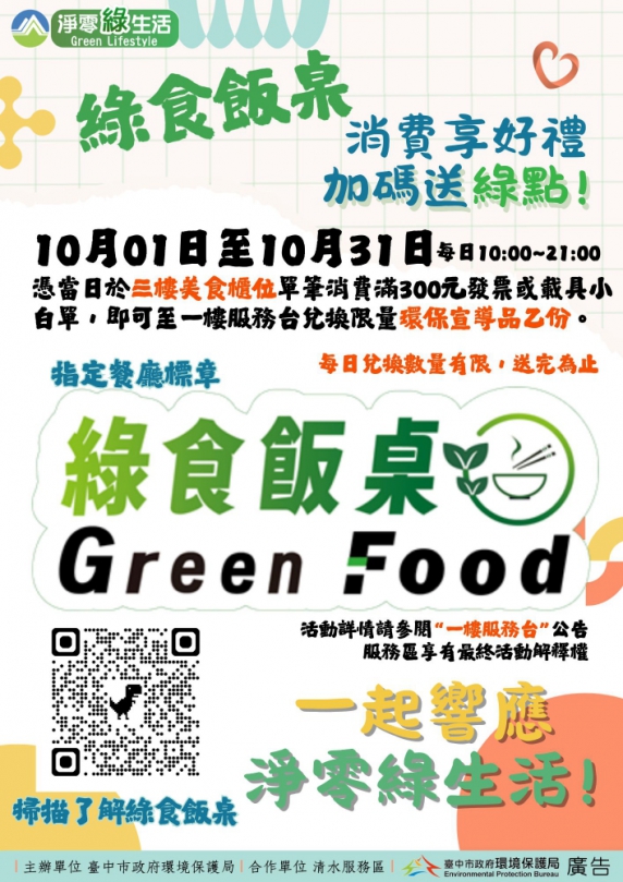 推廣淨零綠生活中市環保局「綠食飯桌」活動清水服務區登場