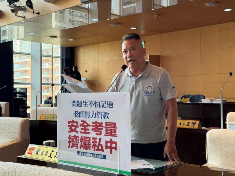 不怕記過校方束手無策   國民黨市議員陳文政建議增加「停學」保障校園安全