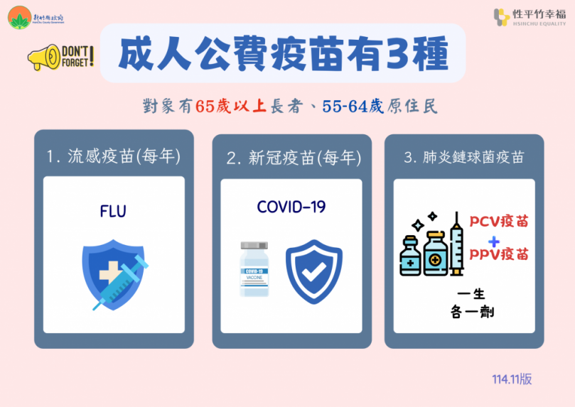 冷氣團南下   新竹縣建議老人幼兒儘速接種公費流感及新冠疫苗