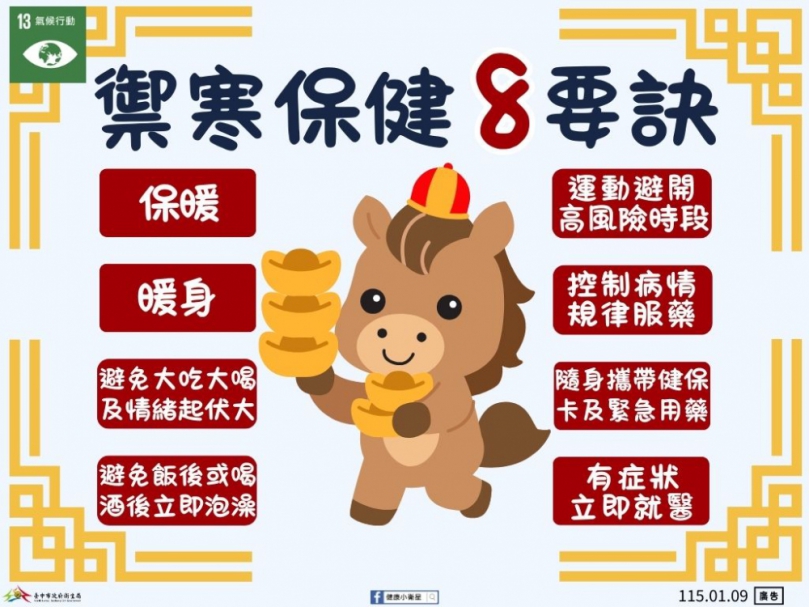 寒流來襲  中市衛生局籲加強禦寒保健護心過冬