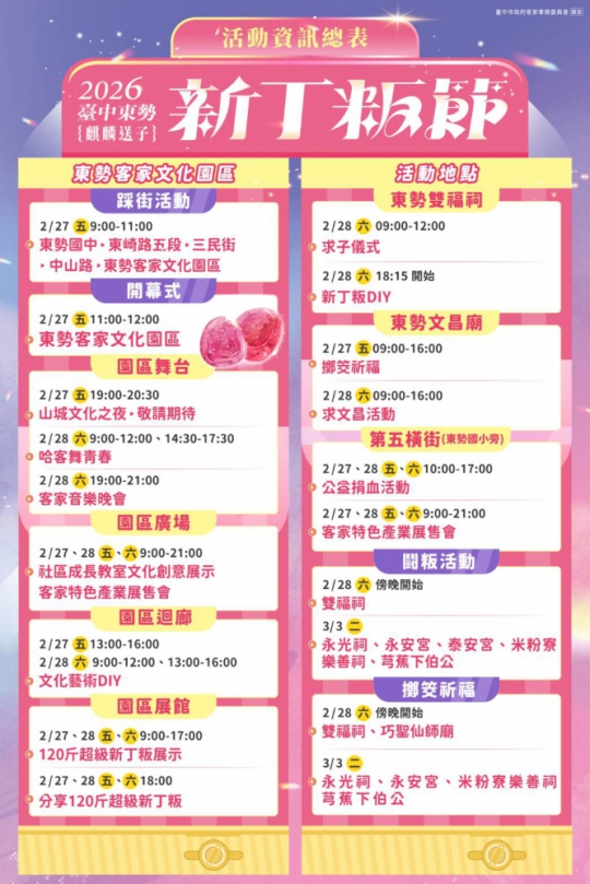 東勢新丁粄節2/27登場　主視覺「麒麟送子」降臨送福