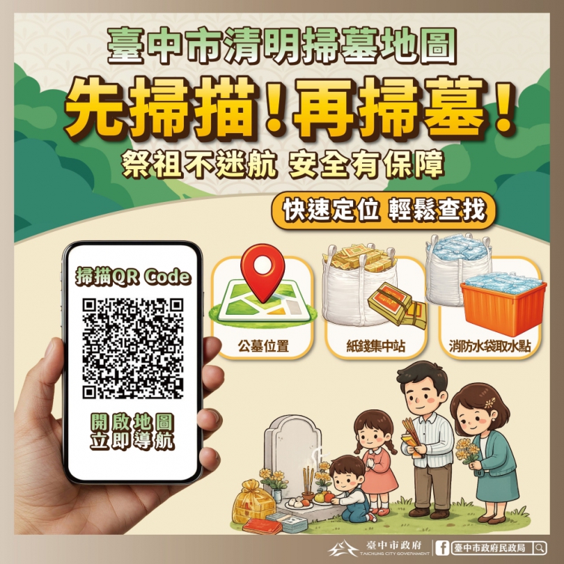 掃墓不迷航！中市首創清明服務整合地圖   公墓路線、防火水源、紙錢集中全掌握
