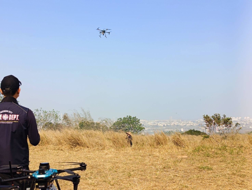 清明掃墓嚴防墓地火災   中市消防局出動無人機加強空中巡查