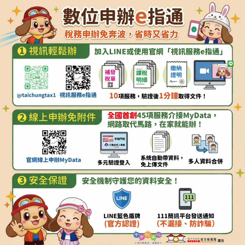 中市地稅局全國首創45項MyData線上申辦  視訊發證最快1分鐘完成