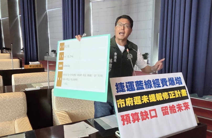 台中捷運藍線工程經費暴增  民進黨台中市議員林德宇痛批中市府是「寅吃卯糧」，毫無節制揮霍經費