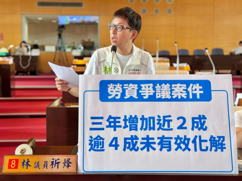 台中市勞資爭議三年增加近2成　逾4成調解未有效化解   民進黨台中市議員林祈烽籲市府建立高風險企業預警機制   中市府：強化高頻爭議企業法遵訪視與風險管理提升勞資爭議調解成效
