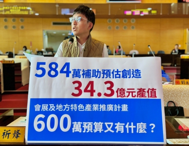 台中市用584萬拚34.3億元產值？民進黨議員林祈烽要求市府攤開數據講清楚