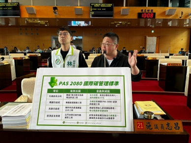 中市公共工程碳管理「掛零」！民進黨台中市議員施志昌促導入 PAS 2080 接軌國際