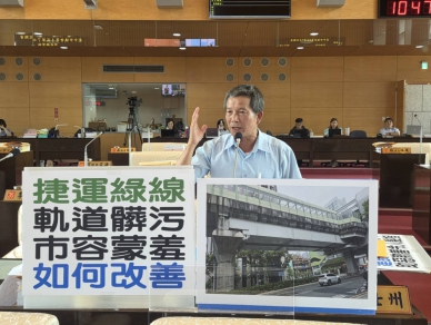 捷運綠線軌道髒污讓市容蒙羞  國民黨台中市議員劉士州要求中市府改善