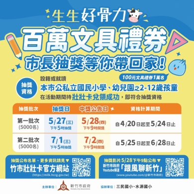 新竹市「生生好骨力」政策超有感   高虹安加碼百萬文具禮券抽獎