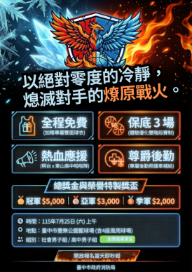 夏日最燃「冰與火對決」！中市消防三對三籃球賽7月25日豐樂公園熱血開打