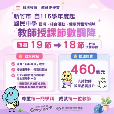 「市府用心，教師安心，家長放心」新竹市宣佈減授課增員額三教育政策