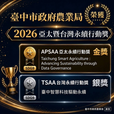 台中智慧農業躍上亞太舞台  永續行動獎穿金戴銀