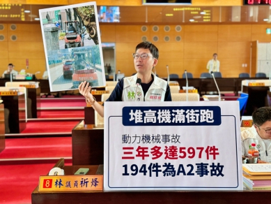堆高機滿街跑！3年多肇事597件、194人受傷  民進黨台中市議員林祈烽促市府輔導管理