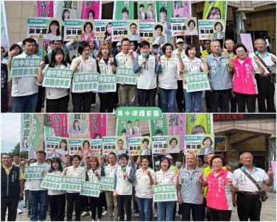 吳中源率先完成下屆台中市議員選舉登記並與綠營議員一起造勢